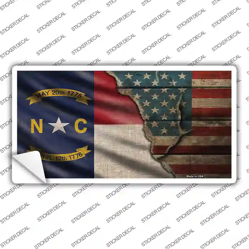 North Carolina/American Flag Novelty Sticker Decal