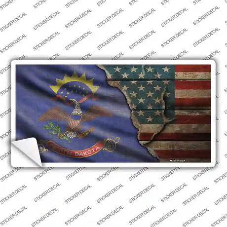 North Dakota/American Flag Novelty Sticker Decal