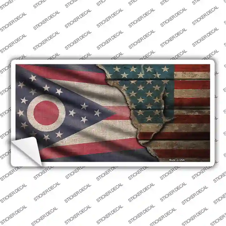 Ohio/American Flag Novelty Sticker Decal