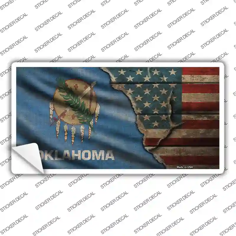 Oklahoma/American Flag Novelty Sticker Decal