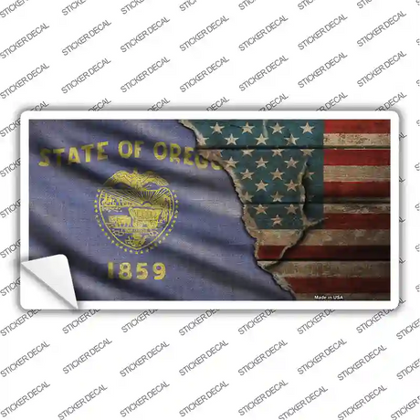 Oregon/American Flag Novelty Sticker Decal