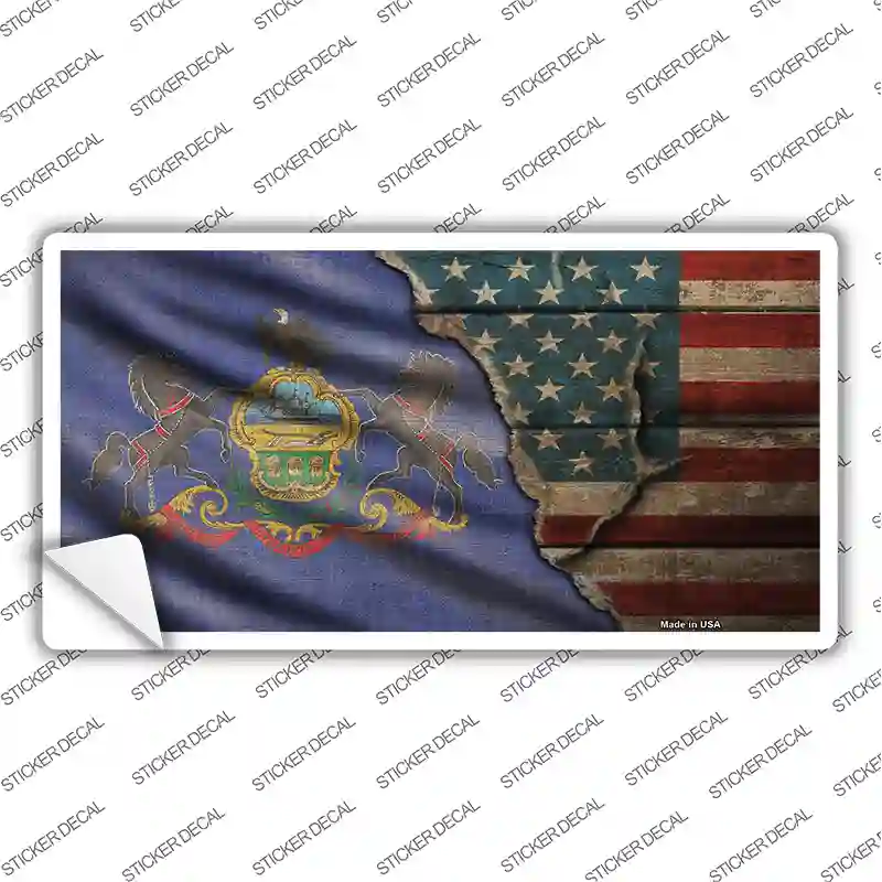 Pennsylvania/American Flag Novelty Sticker Decal