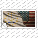 Rhode Island/American Flag Novelty Sticker Decal
