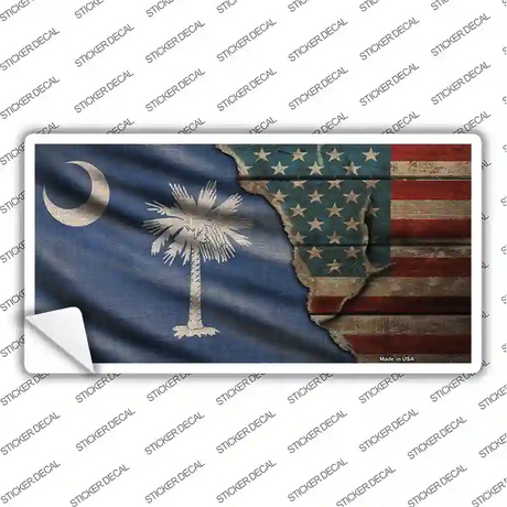 South Carolina/American Flag Novelty Sticker Decal
