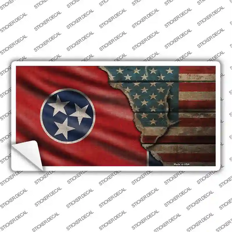 Tennessee/American Flag Novelty Sticker Decal