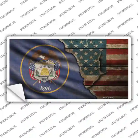 Utah/American Flag Novelty Sticker Decal