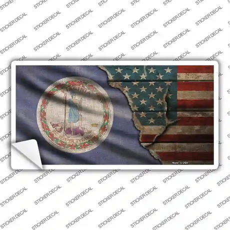 Virginia/American Flag Novelty Sticker Decal