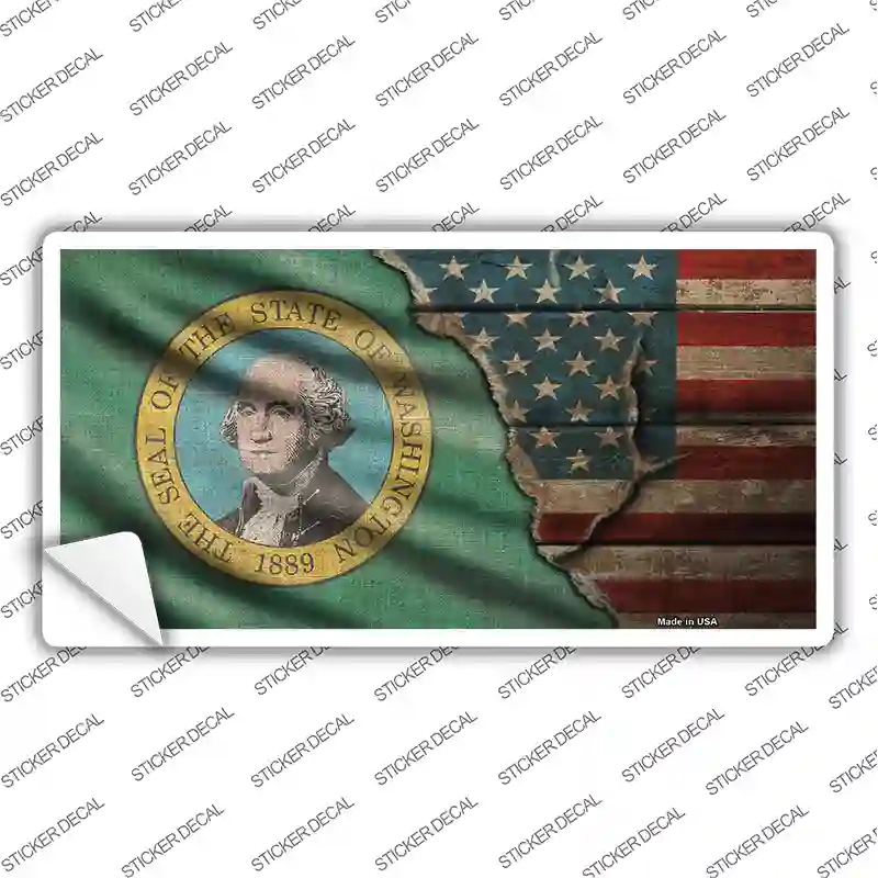 Washington/American Flag Novelty Sticker Decal