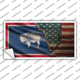 Wyoming/American Flag Novelty Sticker Decal