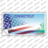 Connecticut Half American Flag Novelty Sticker Decal