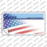 Illinois Half American Flag Novelty Sticker Decal