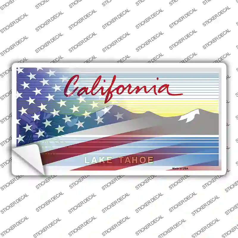 California Tahoe American Flag Novelty Sticker Decal