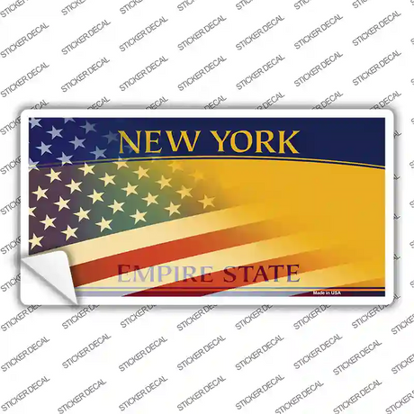 New York Half American Flag Novelty Sticker Decal