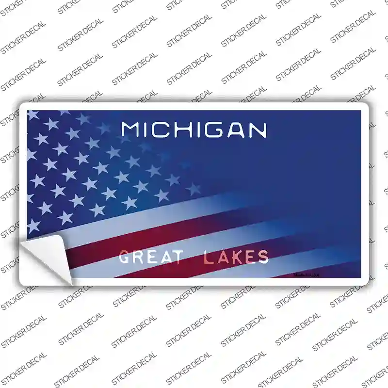 Michigan Great Lakes American Flag Novelty Sticker Decal