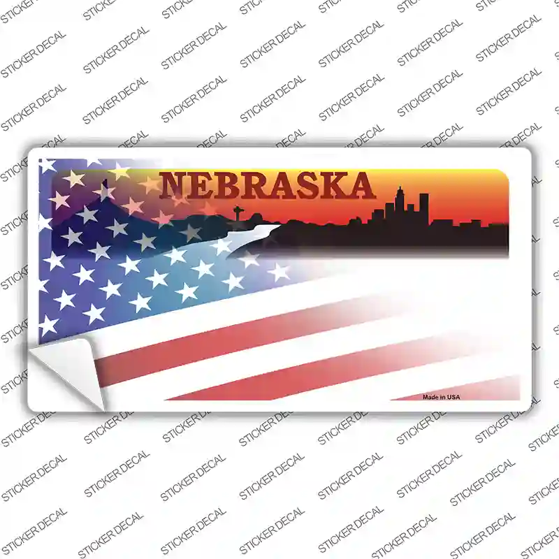 Nebraska Half American Flag Novelty Sticker Decal