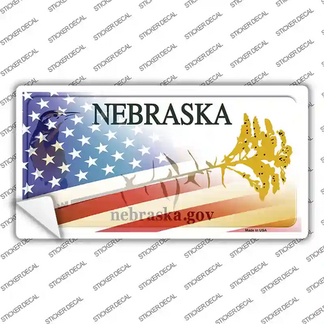 Nebraska American Flag Novelty Sticker Decal