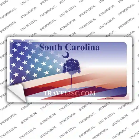 South Carolina Travel American Flag Novelty Sticker Decal
