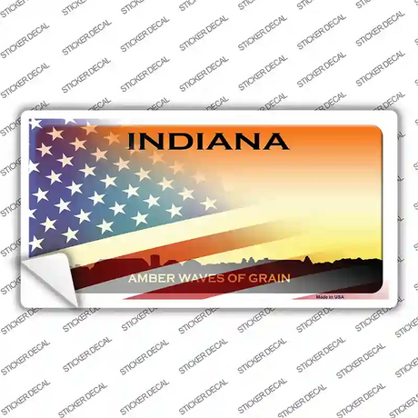 Indiana Amber Waves American Flag Novelty Sticker Decal