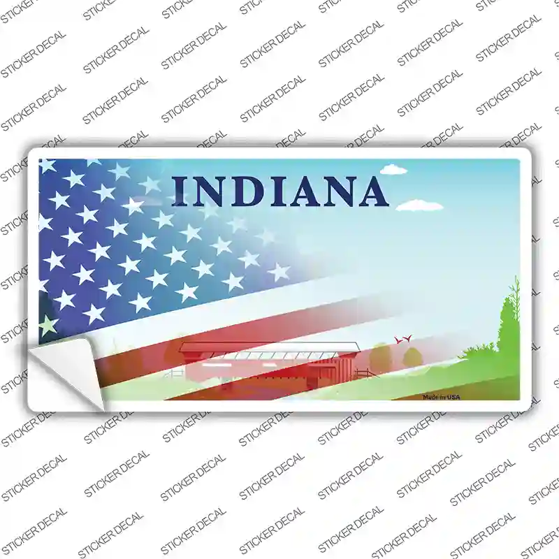 Indiana Bridge American Flag Novelty Sticker Decal