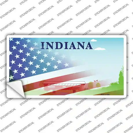 Indiana Bridge American Flag Novelty Sticker Decal