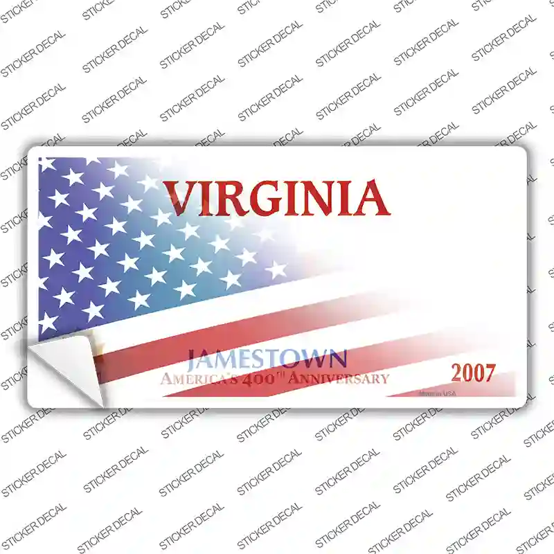 Virginia Half American Flag Novelty Sticker Decal