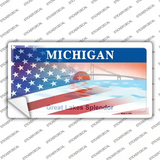 Michigan Half American Flag Novelty Sticker Decal