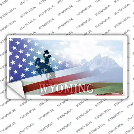 Wyoming Cowboy American Flag Novelty Sticker Decal