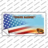 North Dakota Half American Flag Novelty Sticker Decal