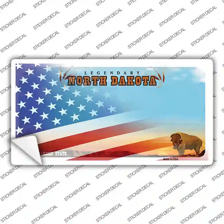 North Dakota Half American Flag Novelty Sticker Decal