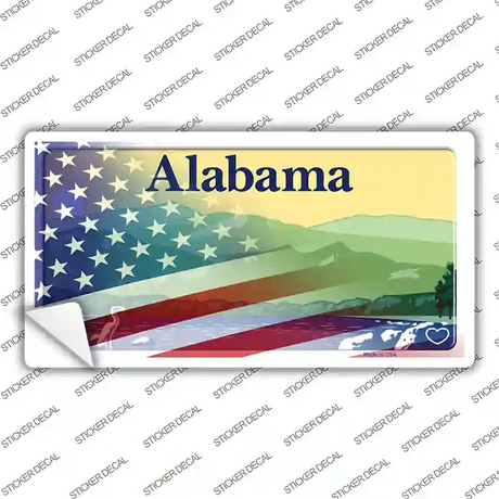 Alabama Half American Flag Novelty Sticker Decal