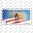Alaska Bear with American Flag Novelty Sticker Decal