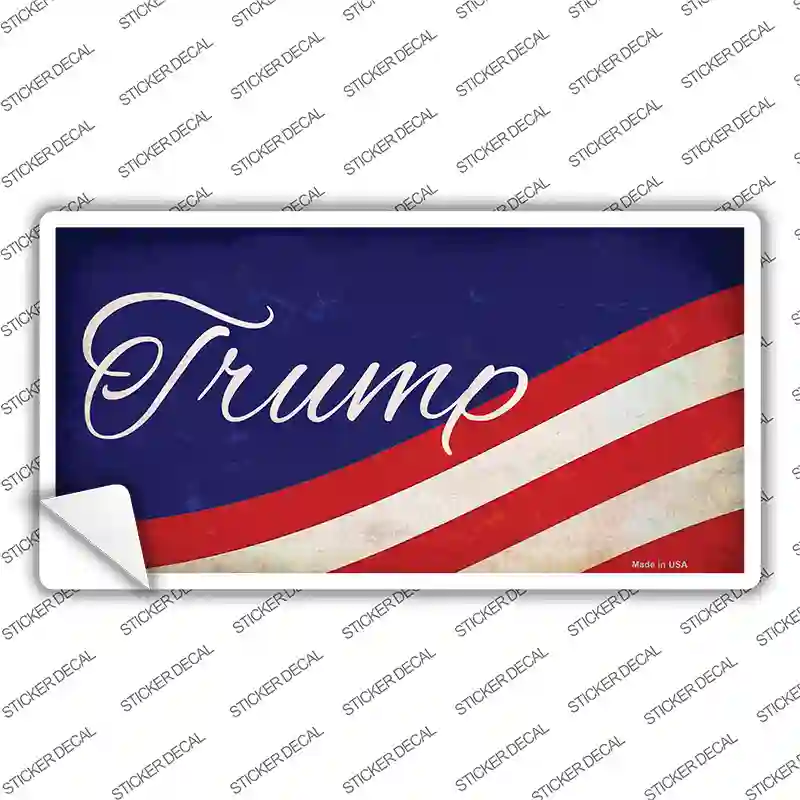 Trump on Waving Flag Novelty Sticker Decal
