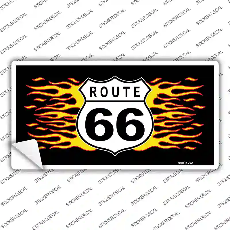 Route 66 Flames Novelty Sticker Decal