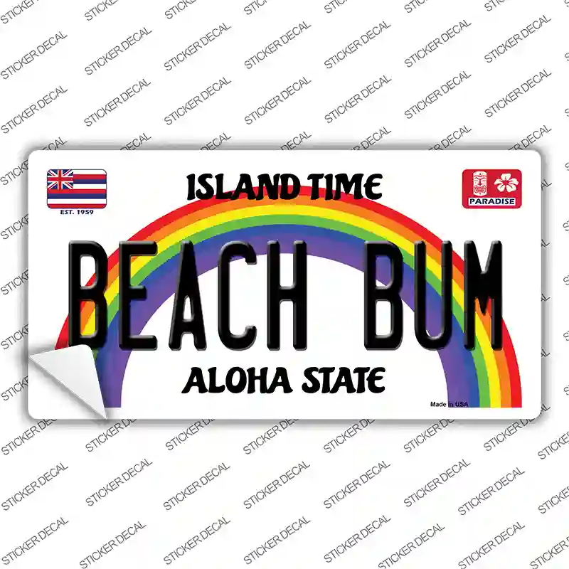 Beach Bum Hawaii Novelty Sticker Decal