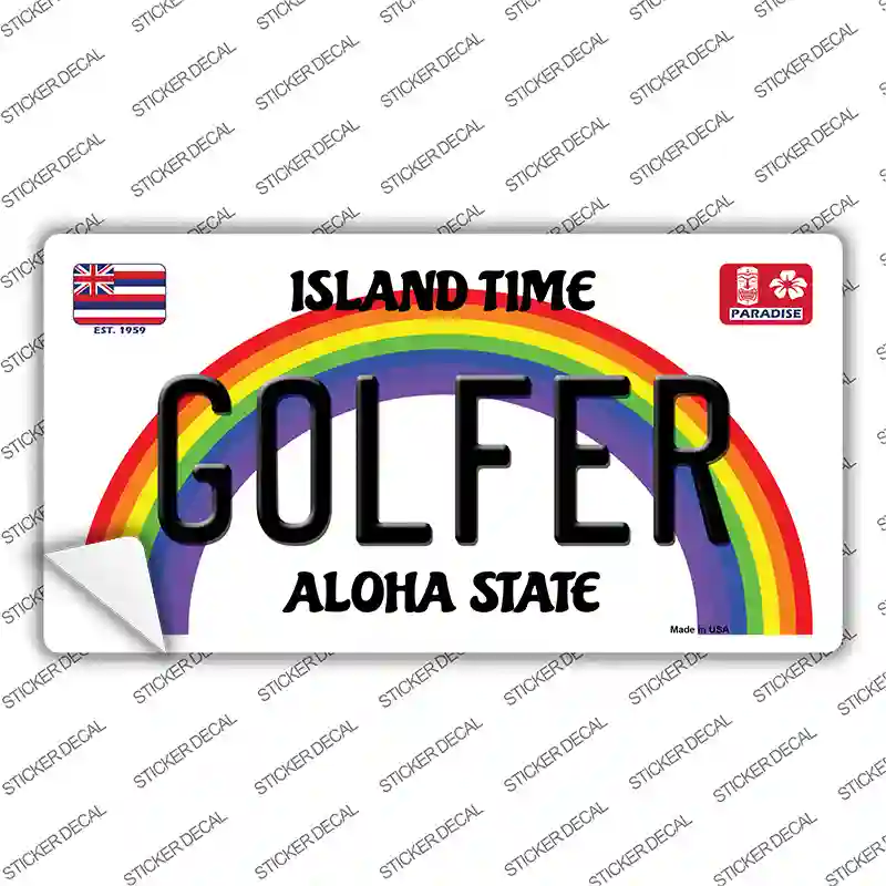 Golfer Hawaii Novelty Sticker Decal
