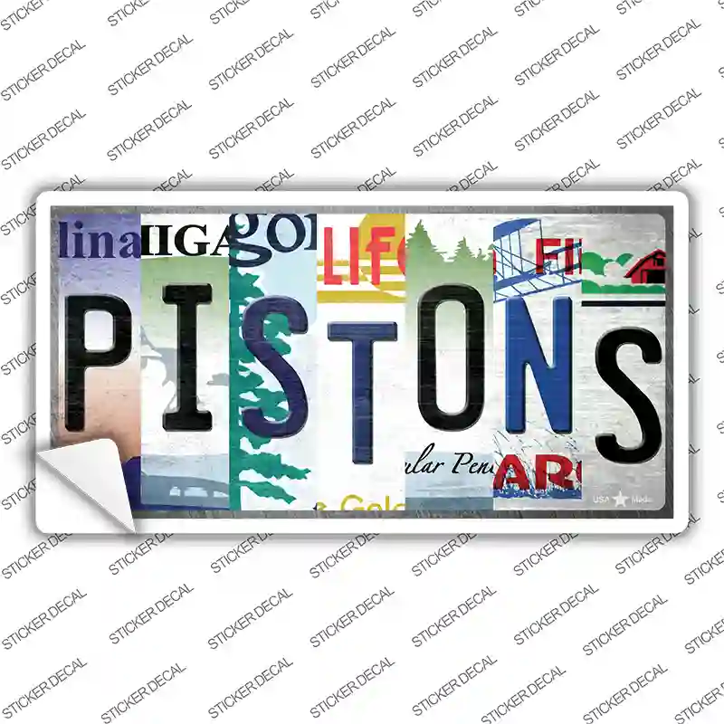 Pistons Strip Art Novelty Sticker Decal