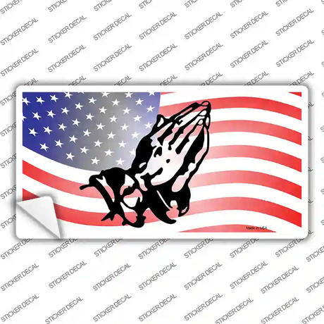 American Flag Praying Hands Novelty Sticker Decal