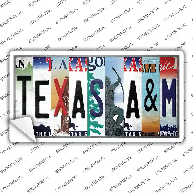 Texas A&M Strip Art Novelty Sticker Decal