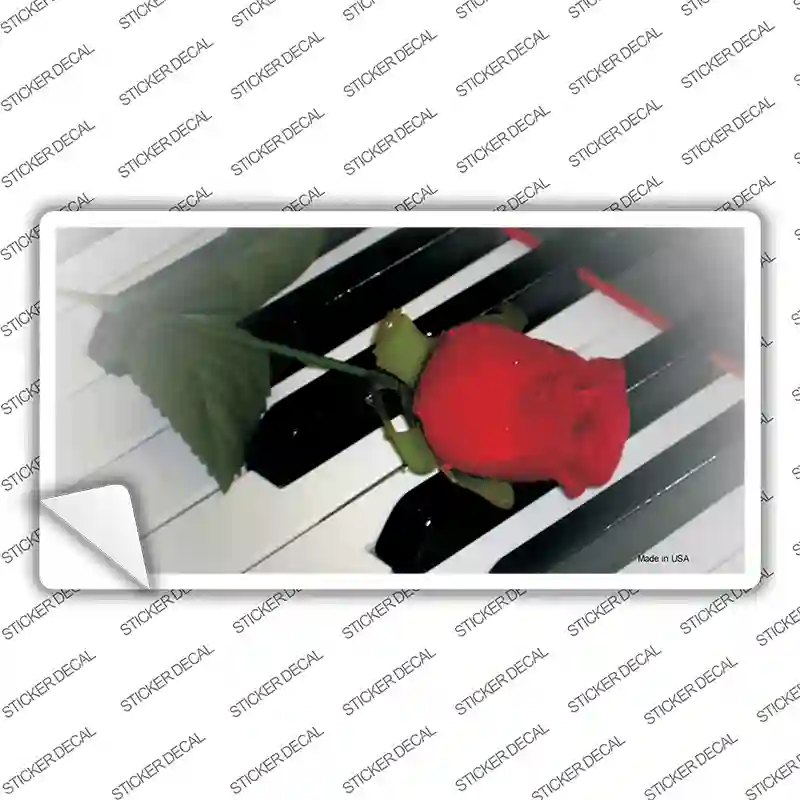 Piano Key Red Rose Novelty Sticker Decal