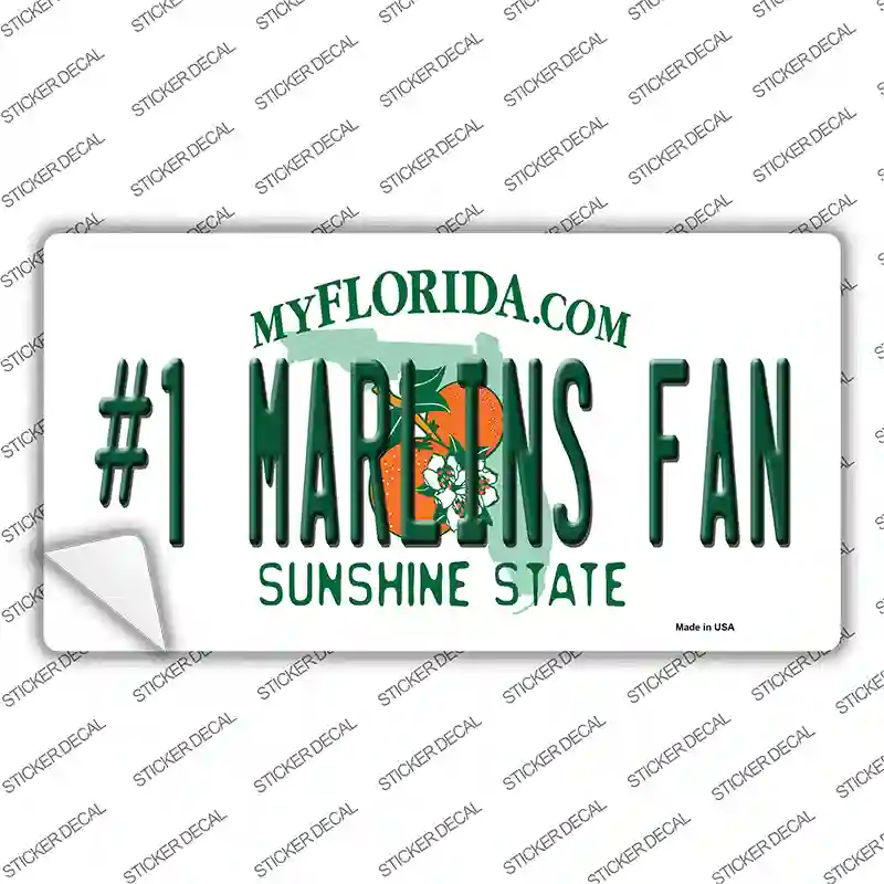 Number 1 Marlins Fan Novelty Sticker Decal