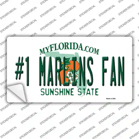 Number 1 Marlins Fan Novelty Sticker Decal