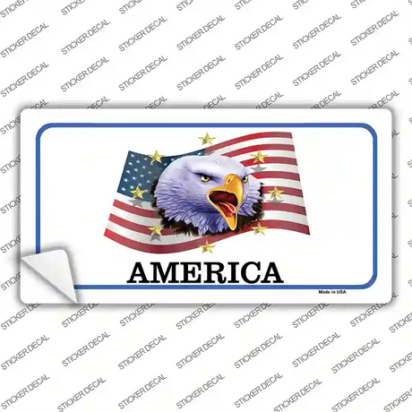 Waving Flag Bald Eagle Novelty Sticker Decal