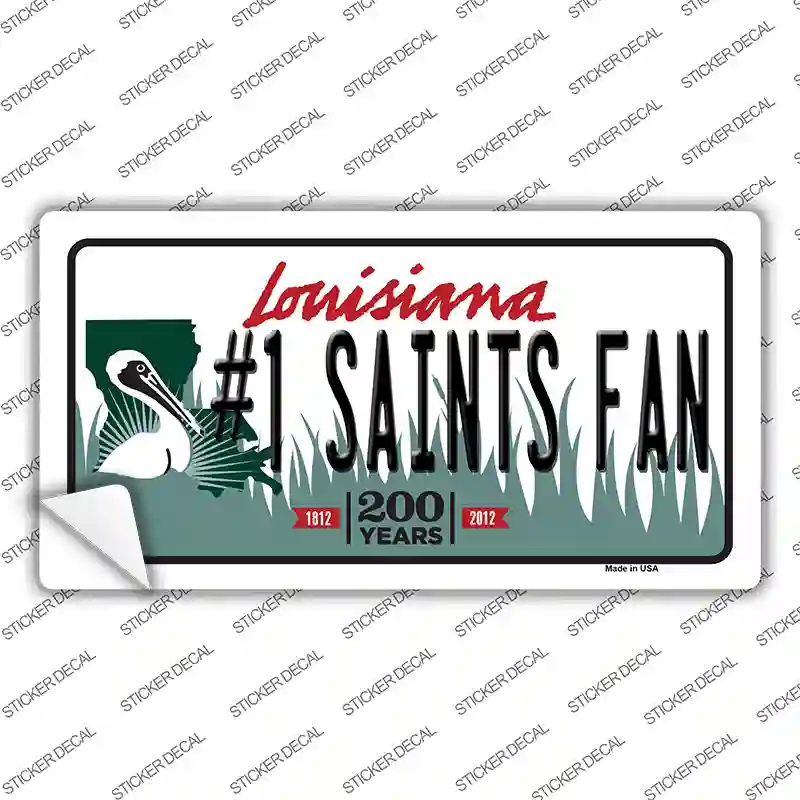 Number 1 Saints Fan Novelty Sticker Decal