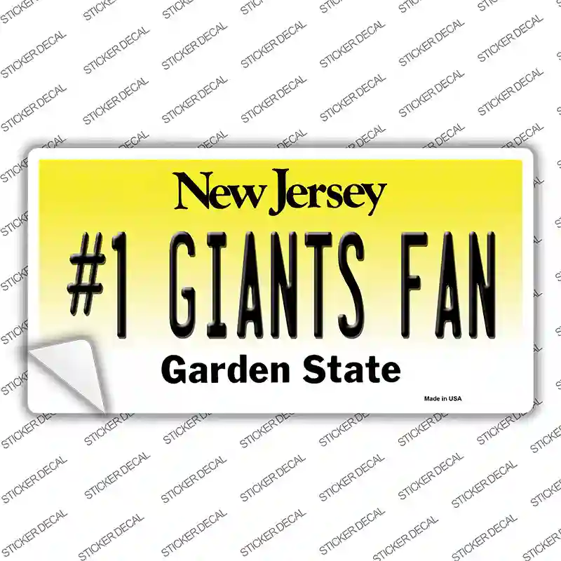 New Jersey Number 1 Giants Fan Novelty Sticker Decal