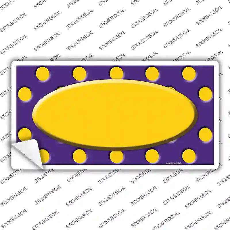 Yellow Purple Polka Dot Center Oval Novelty Sticker Decal