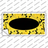 Yellow Black Camouflage With Black Center Oval Novelty Sticker Decal