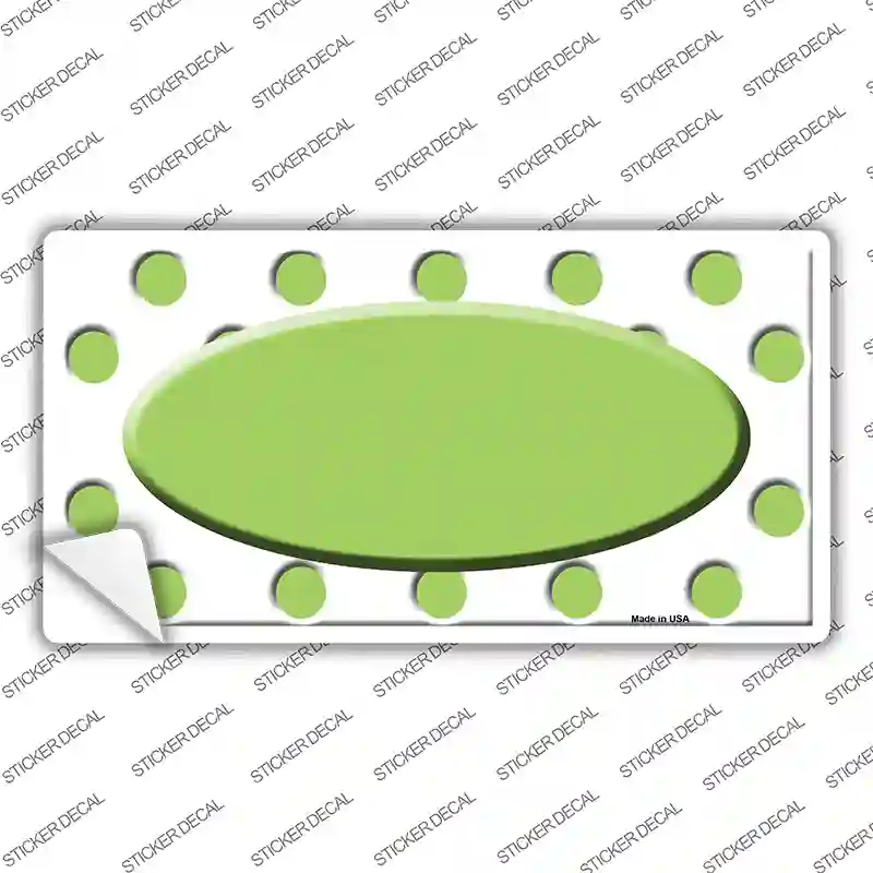 Lime Green White Polka Dot Center Oval Novelty Sticker Decal