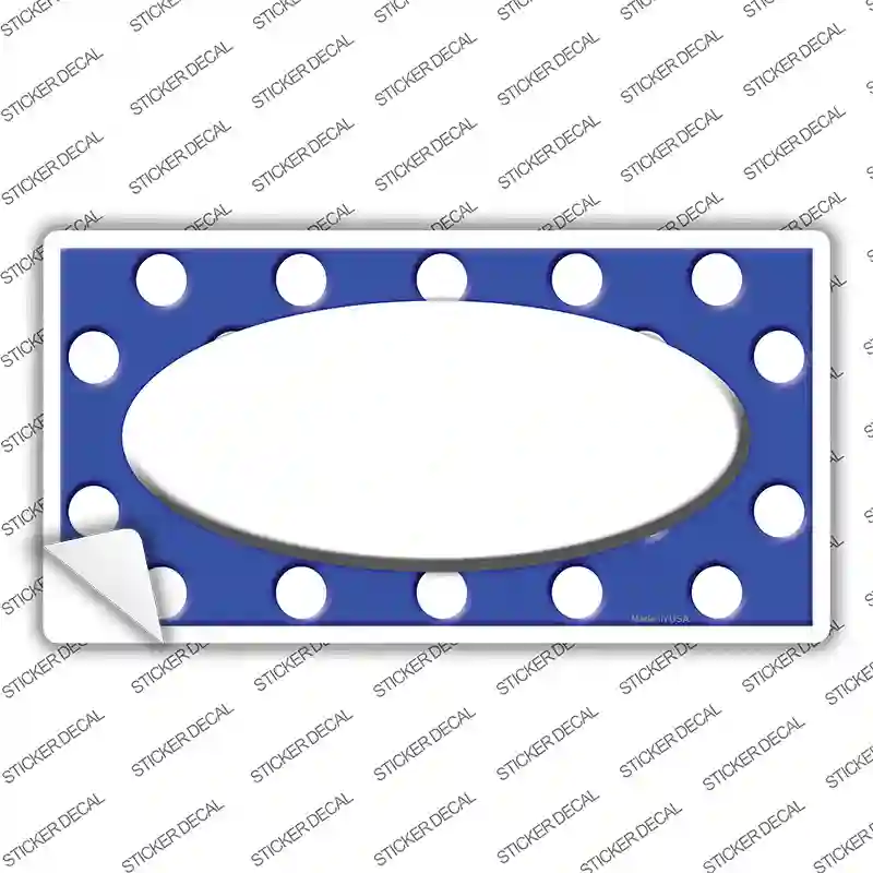 White Royal Blue Polka Dot Center Oval Novelty Sticker Decal
