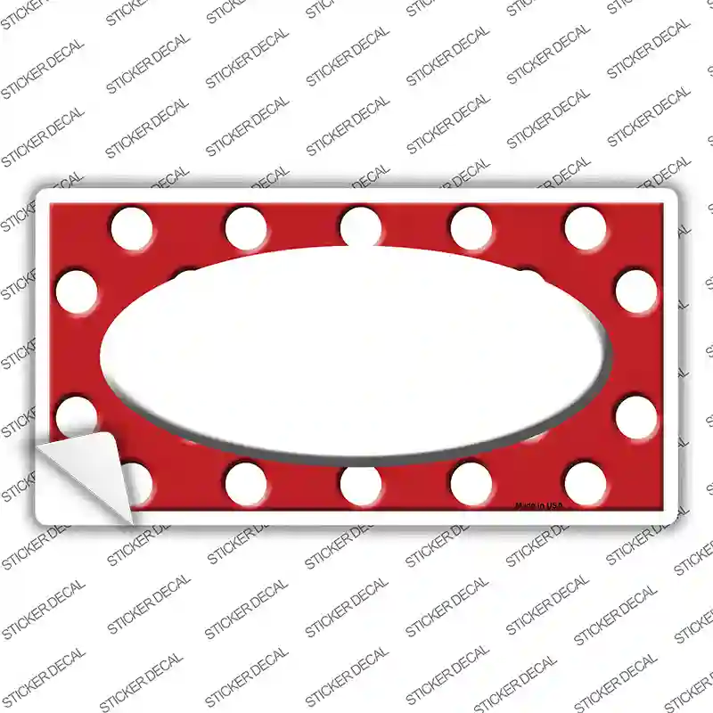 White Red Polka Dot Center Oval Novelty Sticker Decal