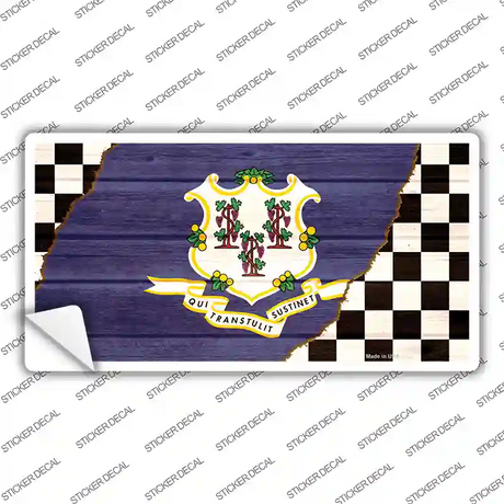 Connecticut Racing Flag Novelty Sticker Decal